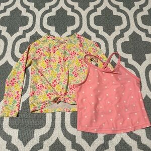 Old Navy Floral Print Rash Guard and Swim Top - Pink, Yellow, Green